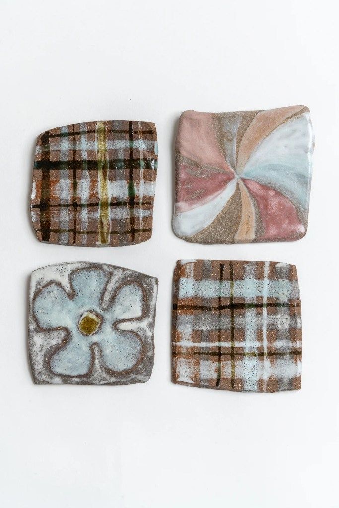 Plaid & Flower Coaster Set