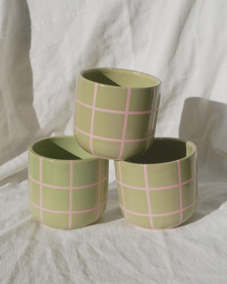 Green Grid Cup Set