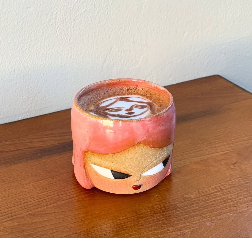 Pink Hair Face Cup