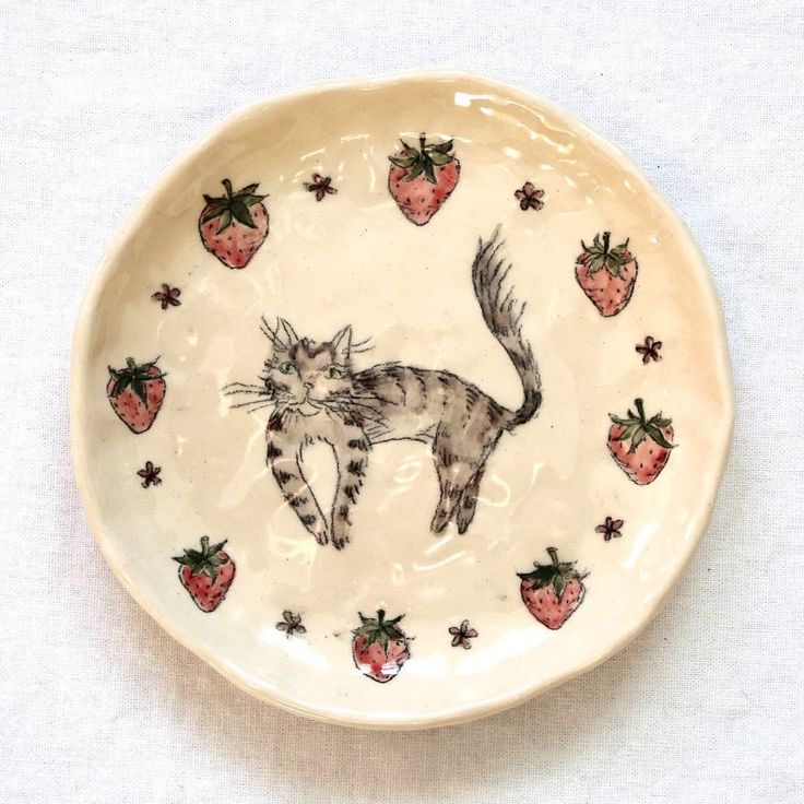 Strawberry Cat Plate