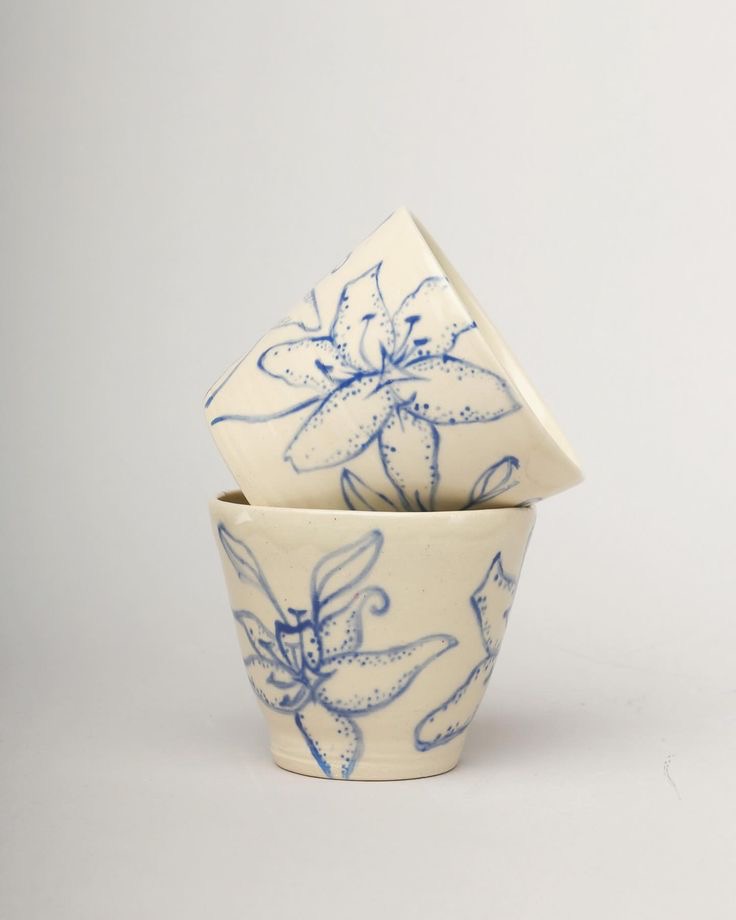 Blue Lily Cup Pair